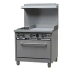 image of Adcraft BDGR-3624G/NG 36" Natural Gas Restaurant Range w/ (2) Open Burners, (1) 24" Griddle, (1) Standard Oven, 130.000 BTU 