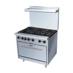 image of Adcraft BDGR-36/NG 36" Gas Restaurant Range w/ (6) Open Burners, (1) Standard Oven, 210.000 BTU