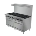 image of Adcraft BDGR-60/NG 60" Gas Restaurant Range, (2) Standard Ovens, (10) Open Burners