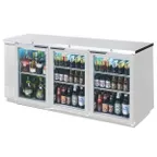 image of Beverage Air BB72HC-1-FG-S-27 72" 3 Section Back Bar Refrigerator with Glass Door
