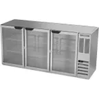 image of Beverage Air BB72HC-1-G-S-27 72" 2 Section Stainless Steel Back Bar Cooler with Glass Door