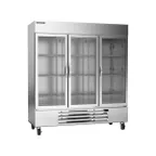 image of Beverage Air HBF72HC-5-G 75" 3-Section Reach-In Freezer, 3 Glass Doors, Bottom Mounted, 68.43 cu. ft., Stainless Steel
