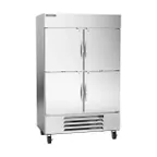image of Beverage Air HBR49HC-1-HS 52" 2-Section Reach-In Refrigerator w/ 4 Solid Half Doors, Bottom Mount, 1/3 hp, 46 cu. ft.