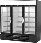 image of Beverage Air MMRR72HC-1-B-BW 75" Dual Temp 3 Glass Door Merchandiser in Black, 65.47 cu. ft.