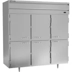 image of Beverage Air PF3HC-1AHS 78" Three Section Reach-In Freezer w/ 6 Half Solid Doors, Aluminum Interior, 68 cu. ft.