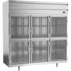 image of Beverage Air PF3HC-1BHG 78" Three Section Reach-In Freezer w/ 6 Half Glass Doors, Aluminum Interior, 68 cu. ft.