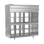 image of Beverage Air PRD3HC-1BHG 78" 3-Section Pass-Thru Refrigerator w/ 12 Glass Half-Doors, Top Mounted, 74 cu. ft.