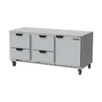 image of Beverage Air UCRD72AHC-4 72" Three Section Undercounter Refrigerator w/ 4 Drawers & 1 Door