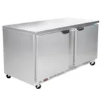 image of Beverage Air WTF60AHC-FLT 60" 2-Section Worktop Freezer w/ 2 Doors, 14.4 cu. ft.