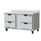 image of Beverage Air WTFD60AHC-4-FIP 60" 2-Section Worktop Freezer w/ 4 Drawers, 14.4 cu. ft.
