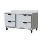 image of Beverage Air WTRD60AHC-4-FIP 60" 2-Section Worktop Refrigerator w/ 4 Drawers, 14.75 cu. ft.