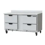 image of Beverage Air WTRD60AHC-4 60" 2-Section Worktop Refrigerator w/ 4 Drawers, 14.75 cu. ft.