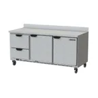 image of Beverage Air WTRD72AHC-2 72" 3-Section Worktop Refrigerator w/ 2 Drawers & 2 Doors, 18 cu. ft.
