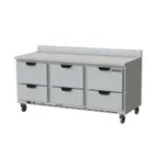 image of Beverage Air WTRD72AHC-6-FIP 72" 3-Section Worktop Refrigerator w/ 6 Drawers, 17.88 cu. ft.