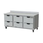 image of Beverage Air WTRD72AHC-6 72" 3-Section Worktop Refrigerator w/ 6 Drawers, 17.88 cu. ft.