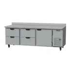 image of Beverage Air WTRD93AHC-4 93" 3-Section Worktop Refrigerator w/ 4 Drawers & 1 Door, 30 cu. ft.