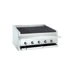 image of Bakers Pride L-36RS-R 36" Low Profile Countertop Gas Radiant Charbroiler w/ (7) Burners, 105.000 BTU