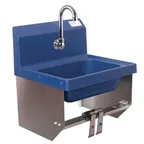 image of BK Resources APHS-W1410-BKKPG 14" Wall Mounted Hand Sink w/Hands Free Faucet, Knee Valve Bracket