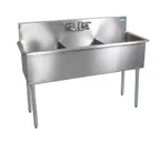 image of BK Resources BK8BS-3-1821-12 57" Three Compartment Sink, 18"W x 21"L Bowl Without Drainboard