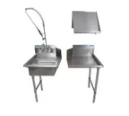 image of BK Resources BKDTK-48-L-G 48" Dishtable Package w/ Pre-Rinse Basket, Soiled&Clean Dishtables