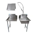 image of BK Resources BKDTK-48-R-G 48" Dishtable Package w/ Pre-Rinse Basket, Soiled&Clean Dishtables