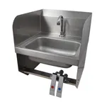image of BK Resources BKHS-D-1410-1SSBKKPG 14" Wall Mounted Hand Sink w/Hands Free Faucet-Double Knee Valves