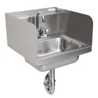 image of BK Resources BKHS-D-1410-SS-PT-G 14" Wall Mounted Hand Sink with Faucet & P-trap