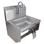 image of BK Resources BKHS-W-1410-1-BKKPG 14" Wall Mounted Hand Sink w/Hands Free Faucet & Double Knee Valves