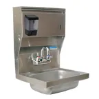 image of BK Resources BKHS-W-1410-4D-TD-PG 14" Wall Mounted Hand Sink with Faucet, Soap & Towel Dispenser