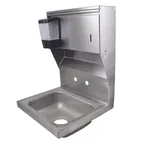 image of BK Resources BKHS-W-1410-4D-TD 14" Wall Mounted Hand Sink without Faucet with Soap&Towel Dispenser
