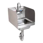image of BK Resources BKHS-W-SS-SS-PT-G 9" Wall Mounted Hand Sink with Faucet & P-trap