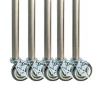 image of BK Resources BKLC-S-34-PS6 Stainless Steel Folding Table Legs with Casters, 33-1/4"H, 16GA T-304