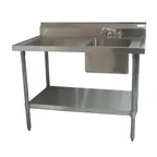 image of BK Resources BKMPT-3048G-R-P-G 48" Work Table with Prep Sink, Faucet Included / Right - 18 Gauge