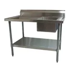 image of BK Resources BKMPT-3048S-R 48" Work Table with Prep Sink, Bowl On Right - 18 Gauge