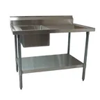image of BK Resources BKMPT-3072S-L 72" Work Table with Prep Sink, Bowl On Left - 18 Gauge