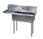 image of BK Resources BKS-3-1014-10-15L Three Compartment Sink, 47-1/2"W X 19-13/16"D X 39-3/4"H