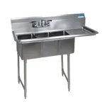 image of BK Resources BKS-3-1014-10-15RS Three Compartment Sink, 47-1/2"W X 19-13/16"D X 39-3/4"H
