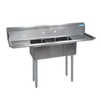 image of BK Resources BKS-3-1220-12-12TS Three Compartment Sink, 60"W X 25-13/16"D X 39-3/4"H