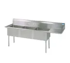 image of BK Resources BKS-3-15-14-15R Three Compartment Sink, 62-1/2"W X 20-13/16"D X 43-3/4"H