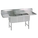 image of BK Resources BKS-3-1620-12-18TS Three Compartment Sink, 84"W X 25-13/16"D X 43-3/4"H