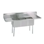 image of BK Resources BKS-3-18-12-18TS Three Compartment Sink, 90"W X 23-13/16"D X 43-3/4"H