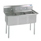 image of BK Resources BKS-3-24-14S 77" Three Compartment Sink, 24"W x 24"L Bowl Without Drainboard
