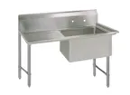 image of BK Resources BKS6-1-1620-14-18LS One Compartment Sink, 38-3/16"W X 25-1/2"D X 44-1/16"H