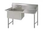 image of BK Resources BKS6-1-24-14-24RS One Compartment Sink, 52-3/16"W X 29-1/2"D X 44-1/16"H