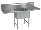 image of BK Resources BKS6-1-24-14-24TS One Compartment Sink, 75-1/4"W X 29-1/2"D X 44-1/16"H