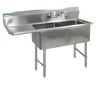 image of BK Resources BKS6-2-18-14-18LS Sink, Two Compartment