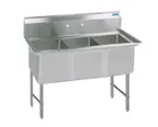 image of BK Resources BKS6-3-1620-14S 53" Three Compartment Sink, 16"W x 20"L Bowl Without Drainboard