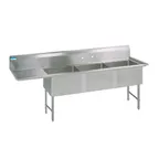 image of BK Resources BKS6-3-18-14-18LS 76" Three Compartment Sink, 18"W x 18"L Bowl w/Left-Hand Drainboard