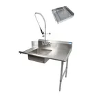 image of BK Resources BKSDT-26-R-SS-P3-G 26" Straight Soiled Dishtable w/ Right Table, Pre-Rinse Sink