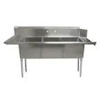 image of BK Resources BKSDT-3-1820-14-LS 72" Dishtable with Potsinks, Left Drainboard, 3 Bowls, Soiled